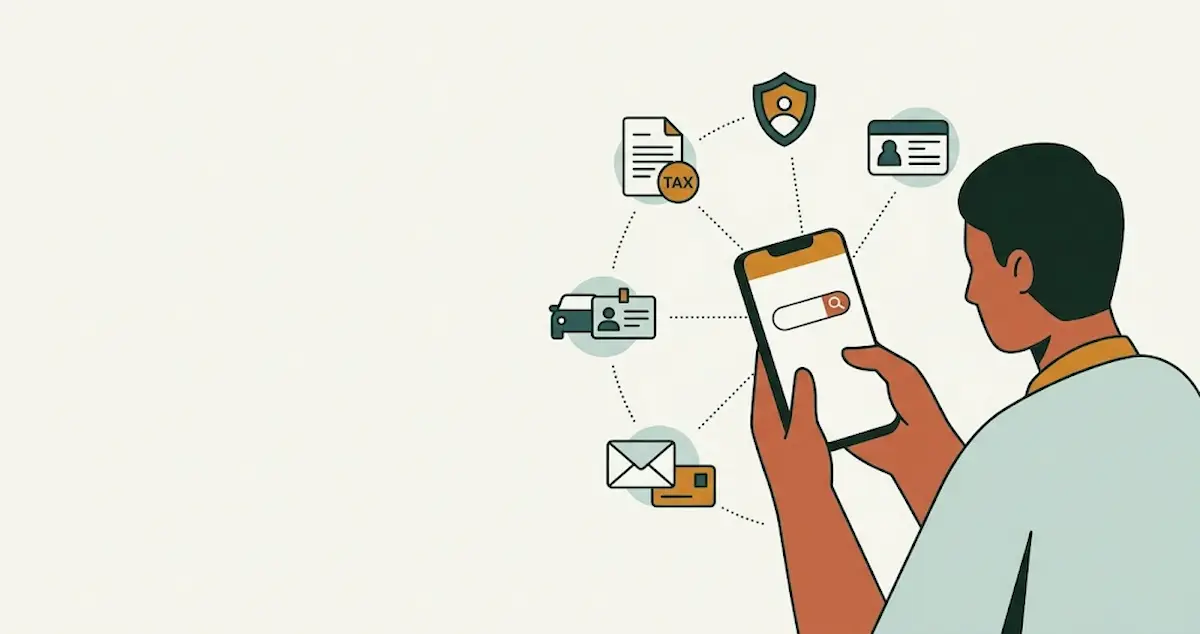 Catálogo de links úteis Brasil no celular, com ícones de Receita Federal, INSS e DETRAN